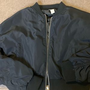 Forever 21 Black Cropped Bomber Jacket